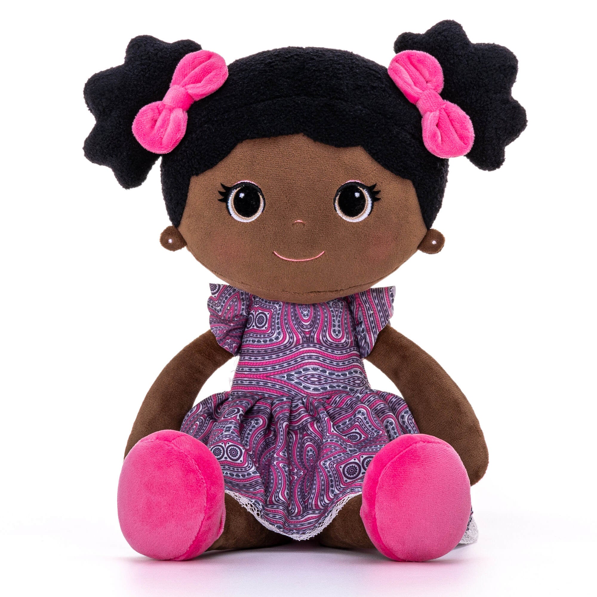 Mabel Ankara Soft Plush Black Doll Part of the Mabel Doll Series Celebrate Diversity and Culture Bibinee Dolls